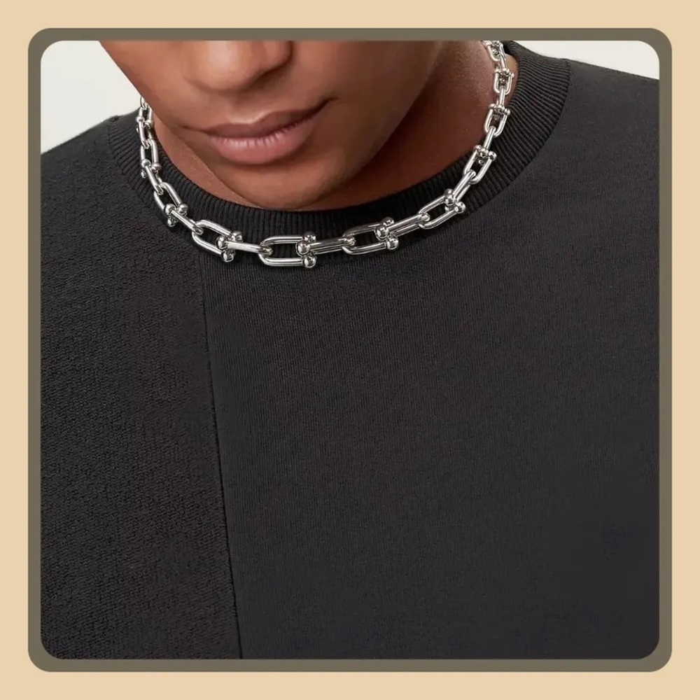 Zara Silver Gold Horseshoe U shape Interlock Circle Link Chain Necklace Gold
